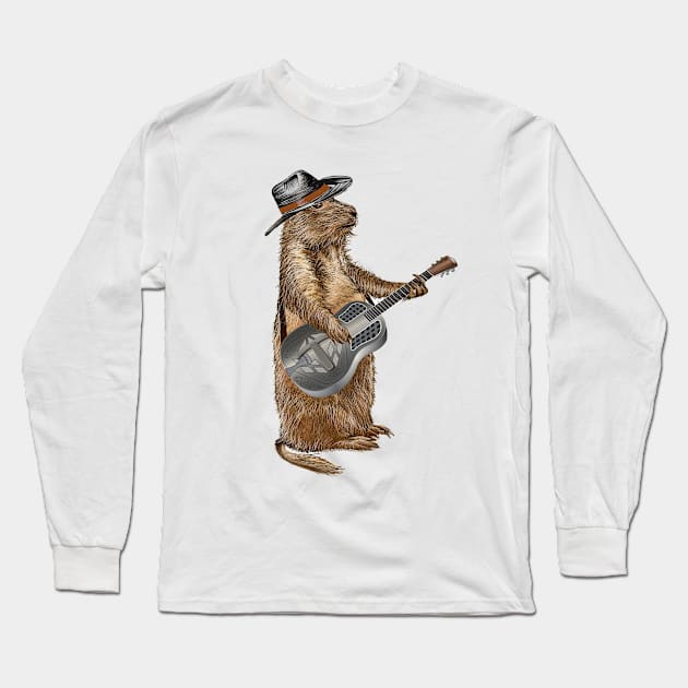 Prairie Dog Guitar Long Sleeve T-Shirt by Dual Rogue